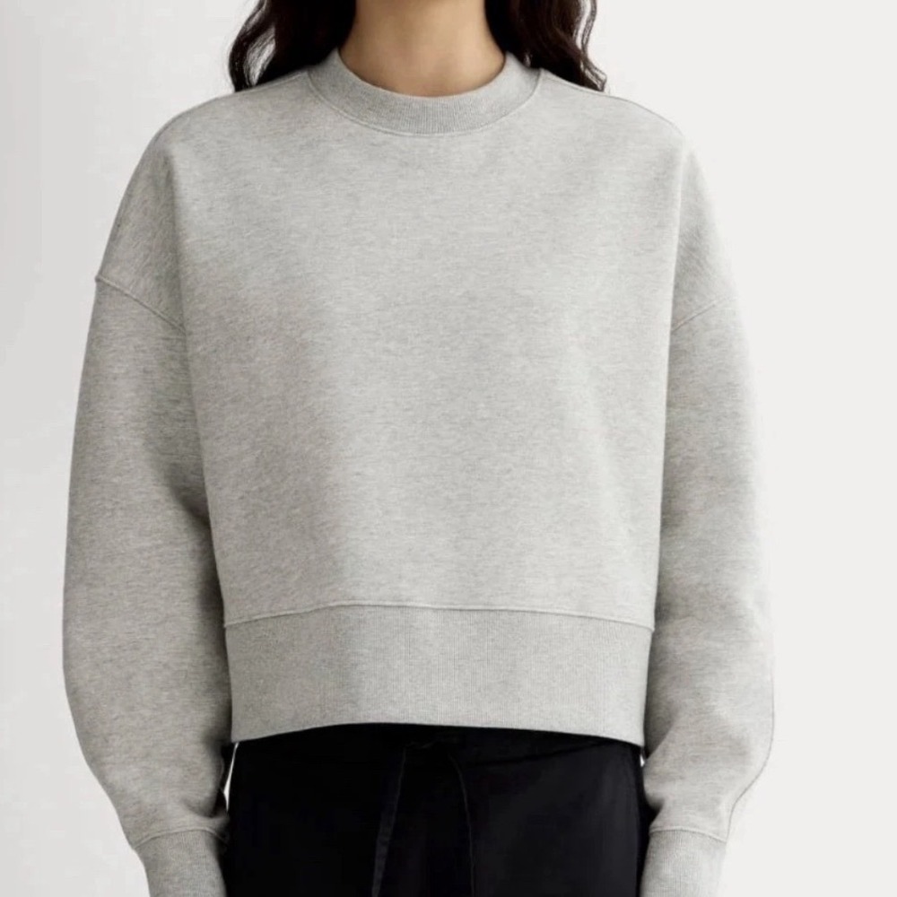 EVERLANE Sweatshirt Women M Grey Organic Cotton Oversized Crew Neck Pullover